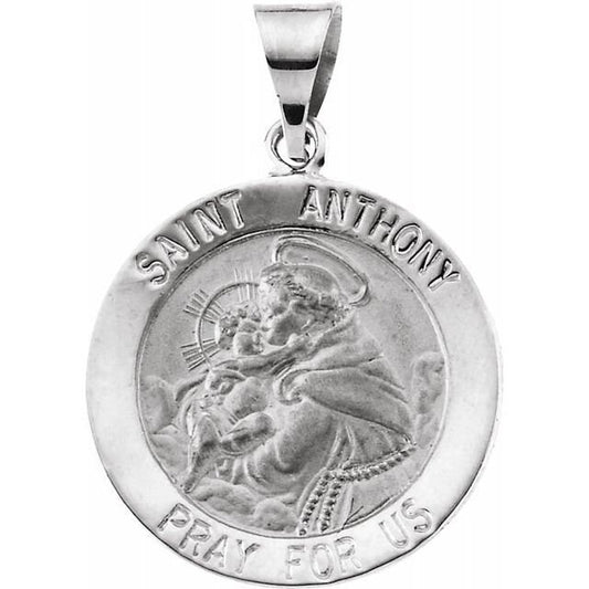 White 18 mm Round Hollow St. Anthony Medal