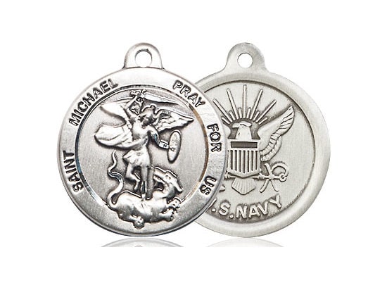 St Michael Navy Sterling Silver Pendant (NO CHAIN)