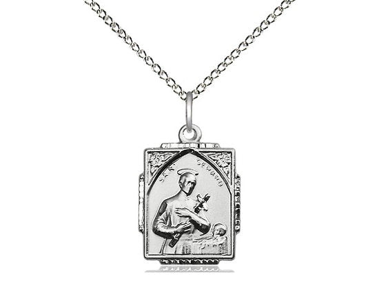 St Gerard Sterling Silver Pendant on a 18 inch Sterling Silver Light Curb Chain.