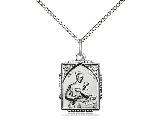 St Gerard Sterling Silver Pendant on a 18 inch Sterling Silver Light Curb Chain.