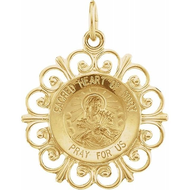 Yellow 18 mm Sacred Heart of Mary Medal