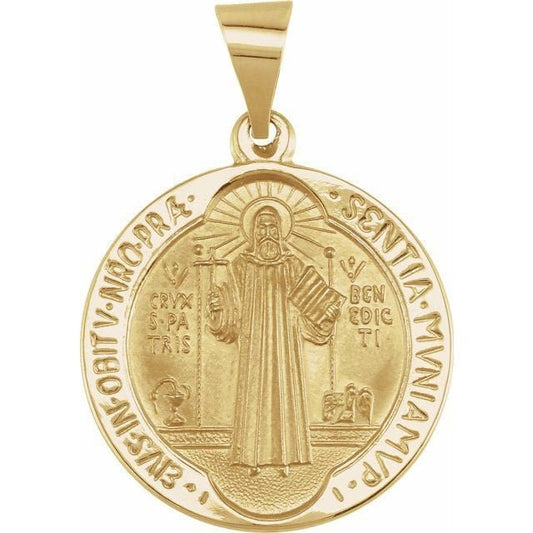 Yellow 18 mm Round Hollow St. Benedict Medal