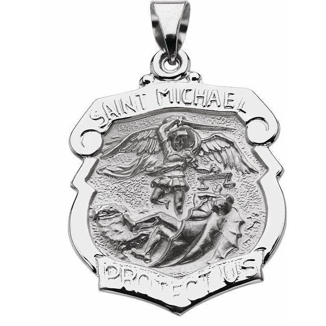 White 25x21 mm Hollow St. Michael Medal