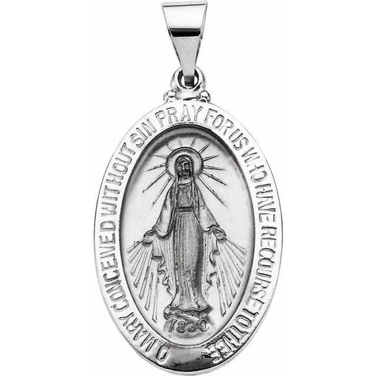 White 23x16 mm Oval Hollow Religious  Medal