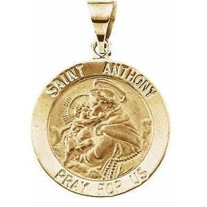 Yellow 18 mm Round Hollow St. Anthony Medal