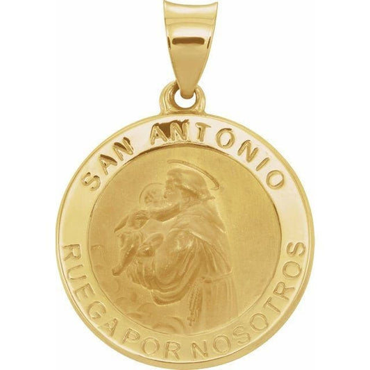 Yellow 18 mm Round Hollow Spanish St. Anthony Medal