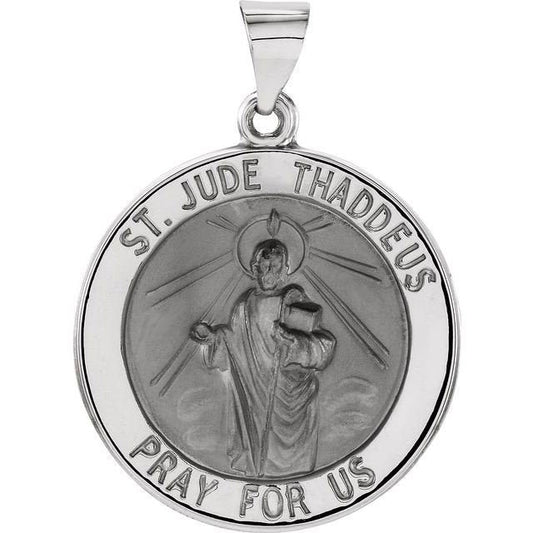 White 22 mm Hollow Round St. Jude Medal
