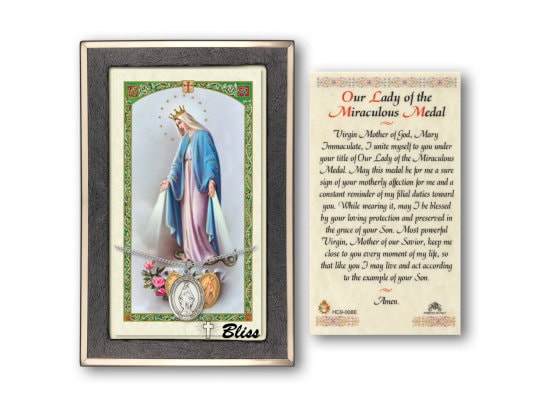 Religious  Medal on a 18 inch Lite Curb Chain with Prayer Card.