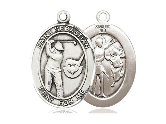 St Sebastian Golf Sterling Silver Pendant (NO CHAIN)