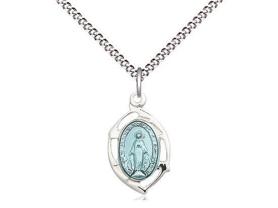 Sterling Silver Religous Leaf Pendant on a 18 inch Light Rhodium Light Curb Chain.
