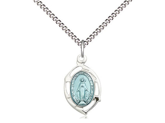 Sterling Silver Religous Leaf Pendant on a 18 inch Light Rhodium Light Curb Chain.