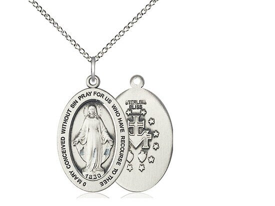 Religous Sterling Silver Pendant on a 18 inch Sterling Silver Light Curb Chain.