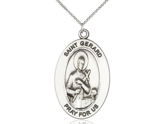 St. Gerard Majella Sterling Silver Pendant on a 18 inch Sterling Silver Light Curb Chain.