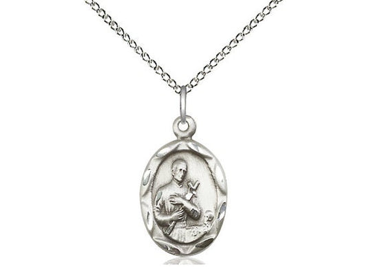 St Gerard Sterling Silver Pendanton a 18 inch Sterling Silver Light Curb Chain.