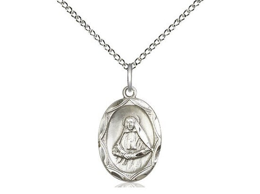 St Frances Cabrini Sterling Silver Pendant on a 18 inch Sterling Silver Light Curb Chain.