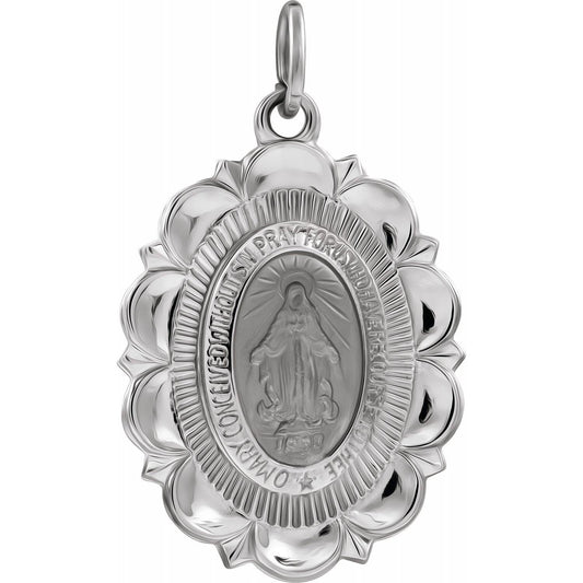 Oval Religious  Medal Sterling Silver