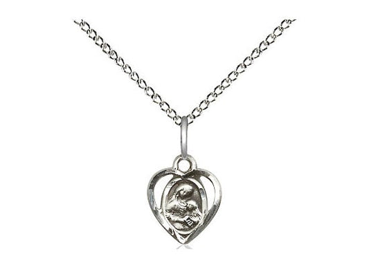 St Anne Sterling Silver Pendant on a 18 inch Sterling Silver Light Curb Chain.