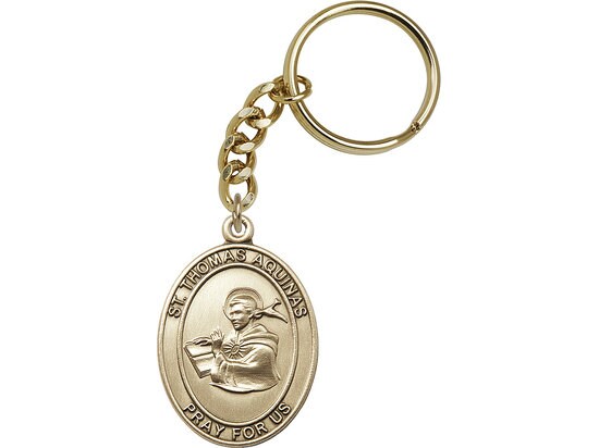 St. Thomas Aquinas Keychain Gold Finish