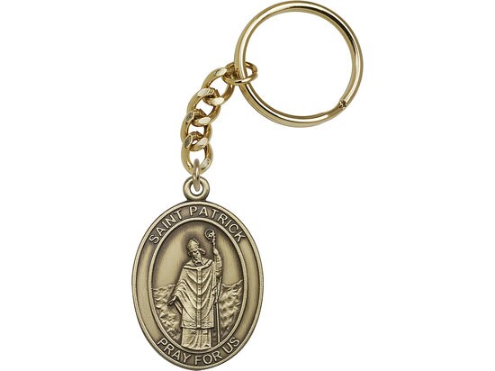 St. Patrick Keychain Gold Finish