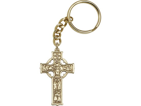 Celtic Cross Keychain Gold Finish
