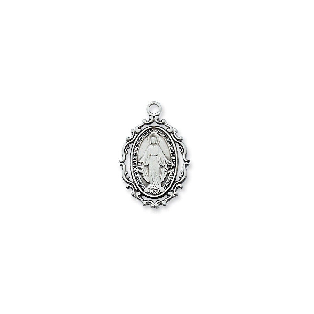 Religious  Medal Necklace Sterling Silver