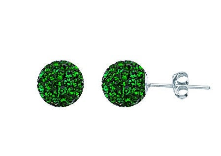 Sterling Silver Crystal  Ball Earrings