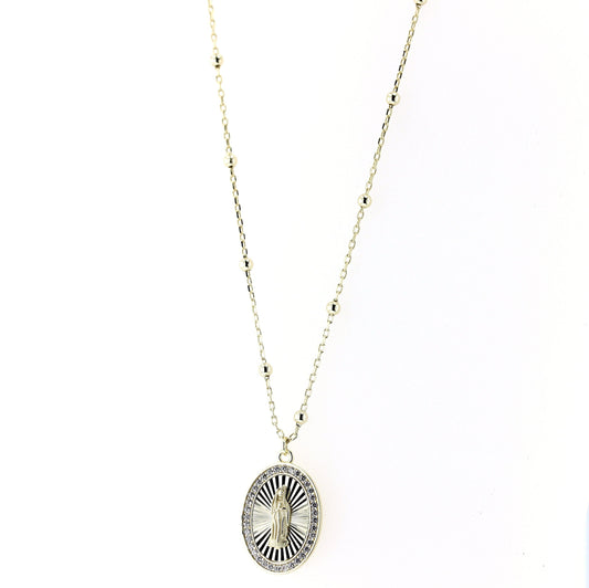 Sterling Silver Virgin Mary Pendant Necklace