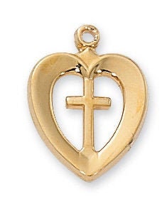 Gold Over Sterling Silver Gold Over Sterling Silver Heart/Cross