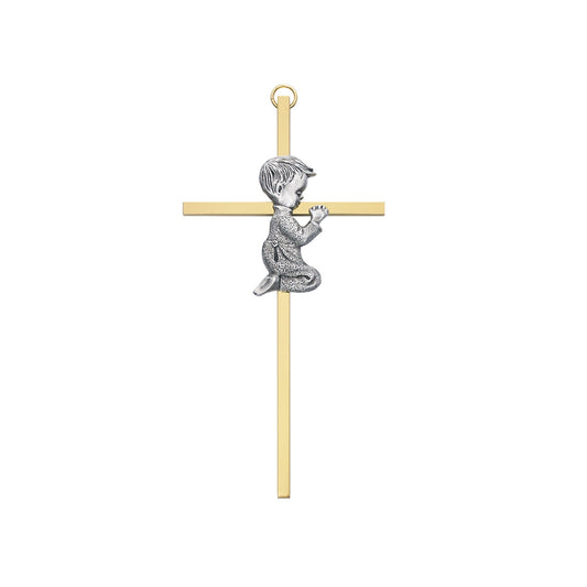 Two Tone Boy Wall Cross 6"