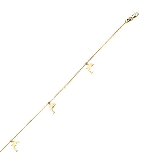 Yellow Gold Dolphin Anklet