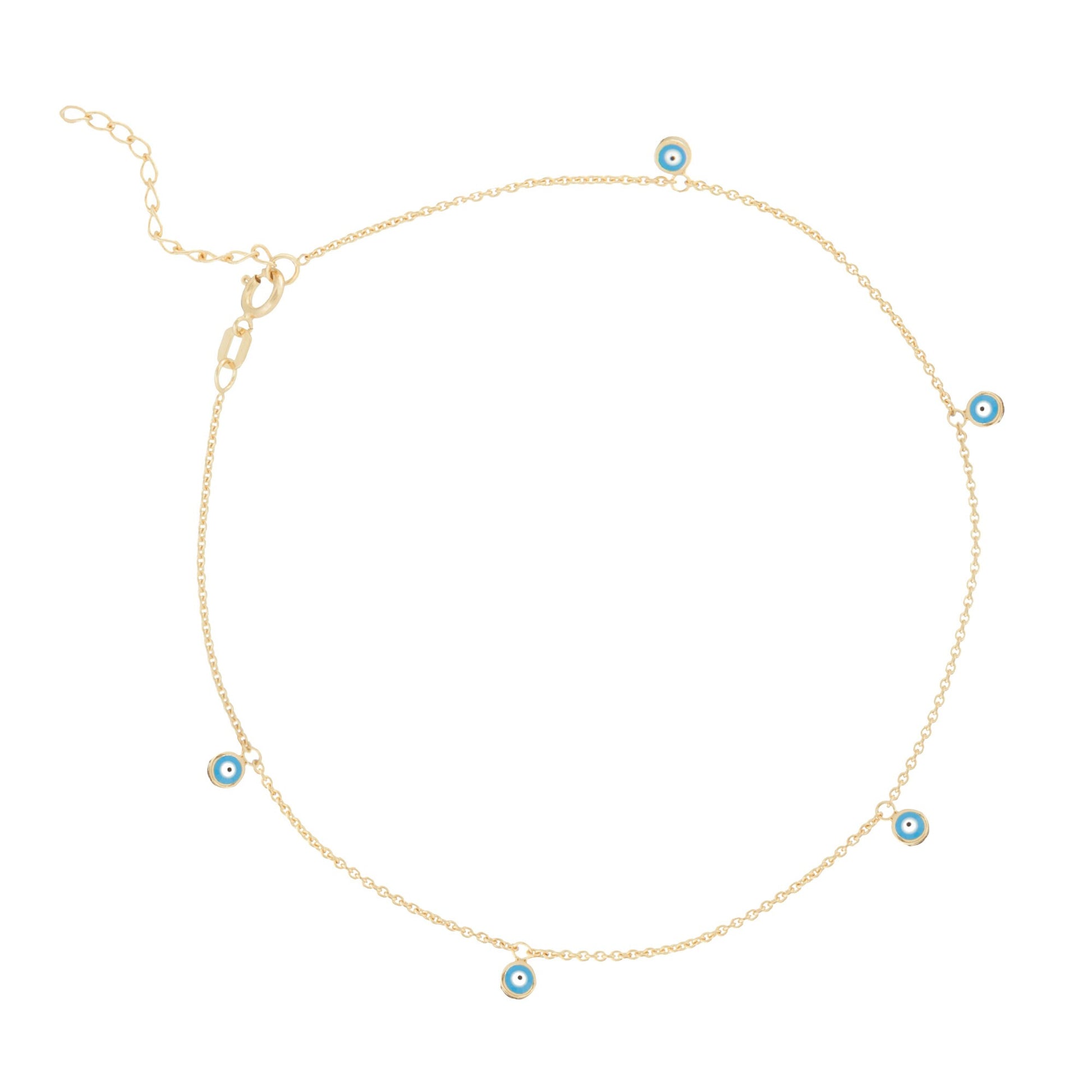 Yellow Gold Evil Eye Anklet