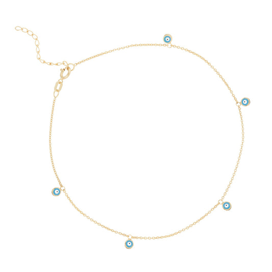Yellow Gold Evil Eye Anklet