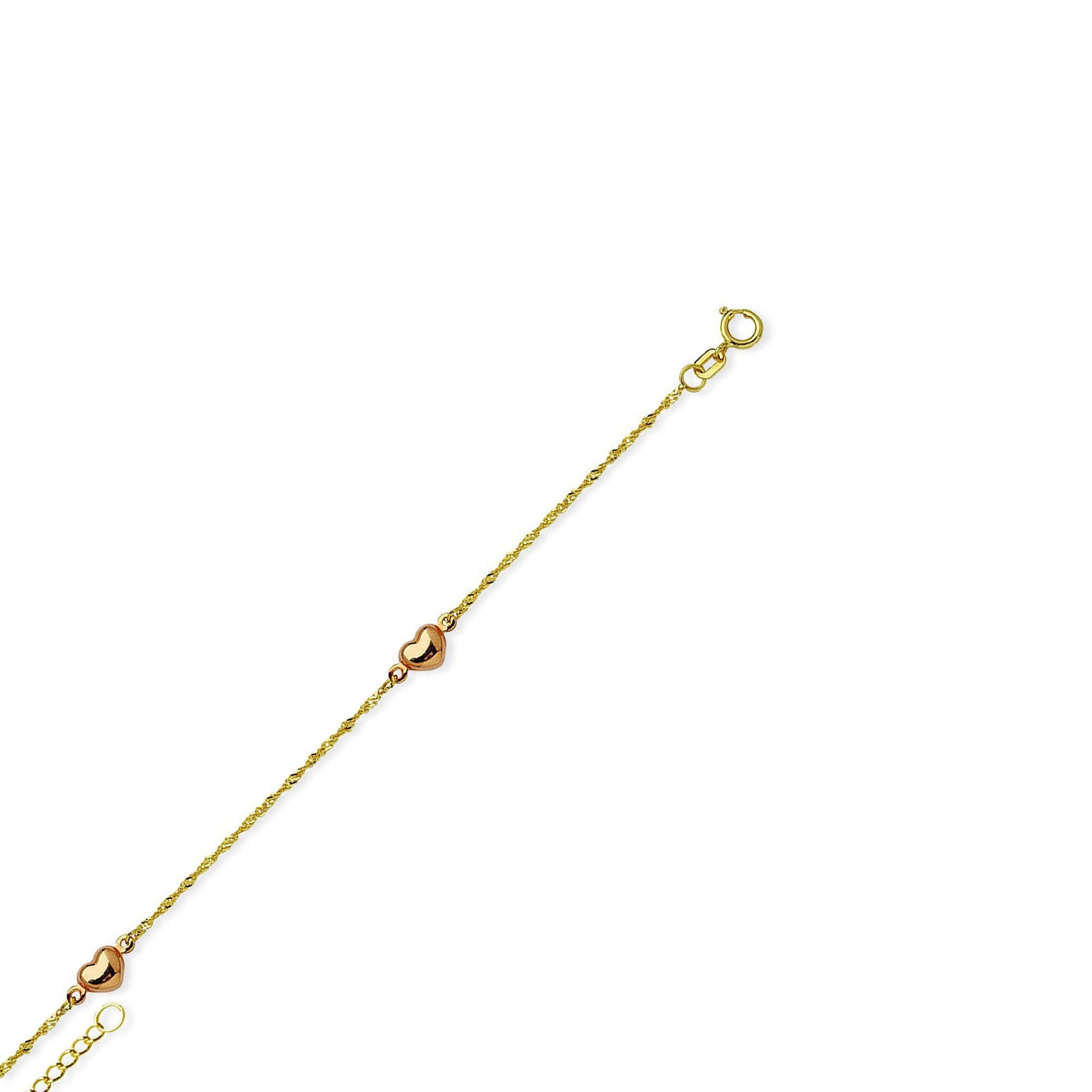 Yellow & Rose Gold Heart Anklet