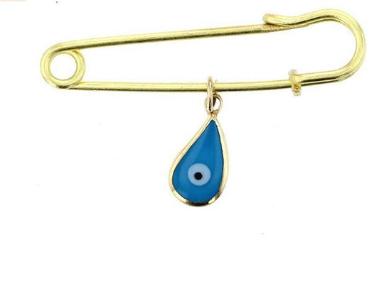 Evil Eye, Silver Charms with Brass Safety Pin