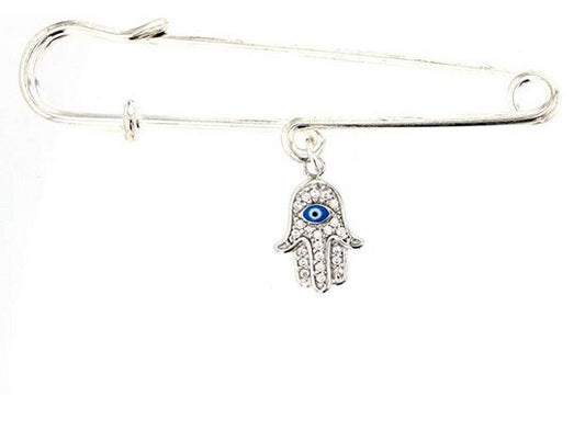 Silver and Cubic Zircon  Charm with Iron Safety Pin to Hook