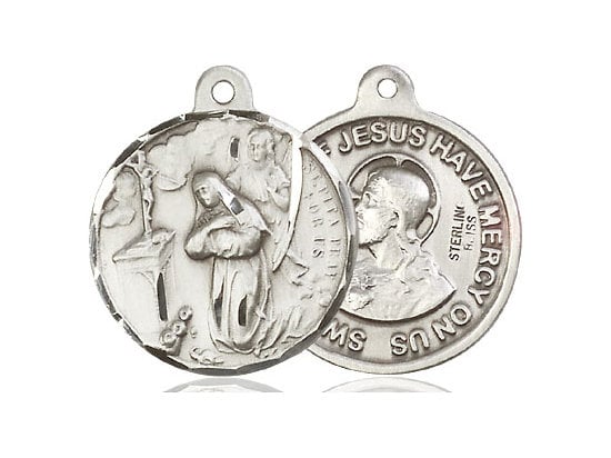 Saint Rita of Cascia / Sacred Heart of Jesus Sterling Silver Pendant Only