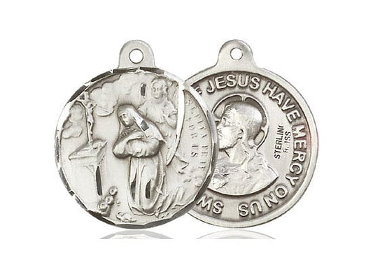Saint Rita of Cascia / Sacred Heart of Jesus Sterling Silver Pendant Only