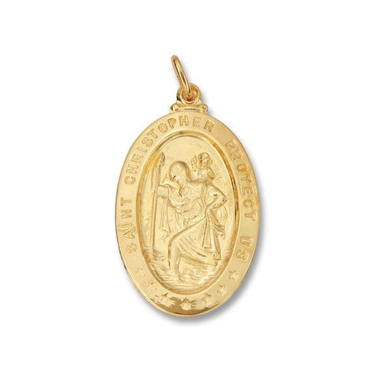 St Christopher Oval  Medal Silver 24KT Gold Plated