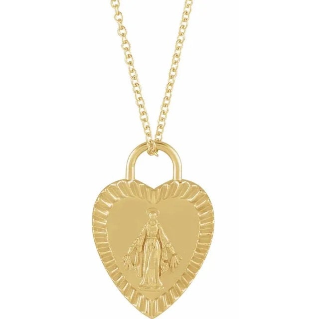 Yellow Religous Heart 16-18" Necklace