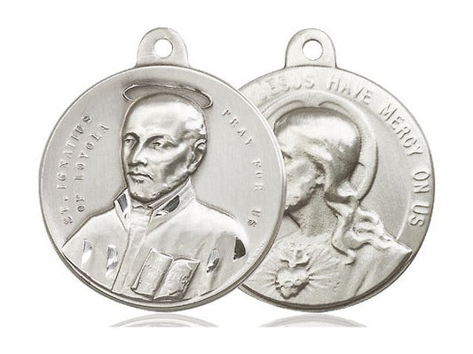 Saint Ignatius / Sacred Heart of Jesus Sterling Silver Pendant (NO CHAIN)