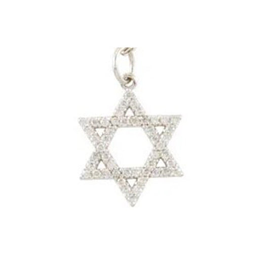 White l Diamond Star of David Necklace
