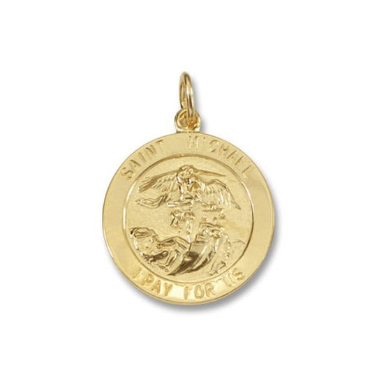 St Michael Round Medal Silver 24KT Gold Plated