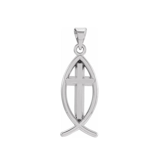 Silver Fish with Cross Pendant