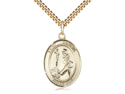 St Dominic de Guzman Gold Filled Pendant on a 24 inch Gold Plate Heavy Curb Chain.