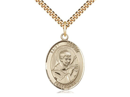 St Robert Bellarmine Gold Filled Pendant on a 24 inch Gold Plate Heavy Curb Chain.