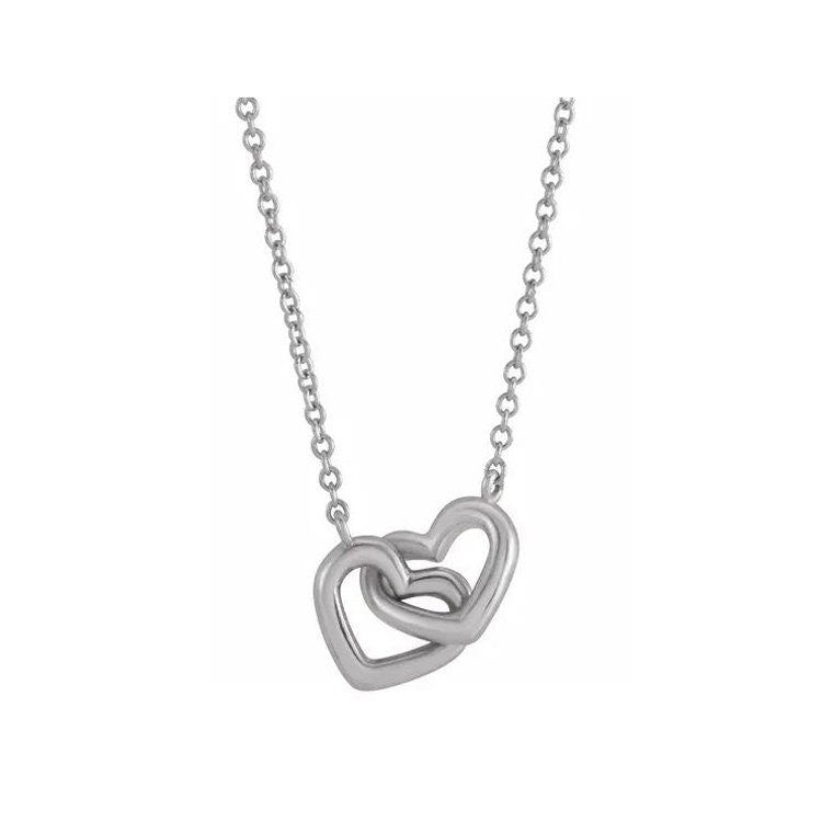 Sterling Silver Interlocking Heart 16" Necklace