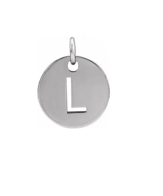 Silver Initial L  Disc Pendant