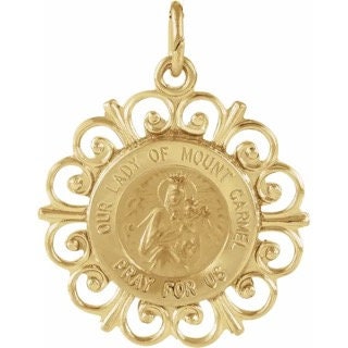 Yellow 18mm Our Lady of Mount Carmel Medal