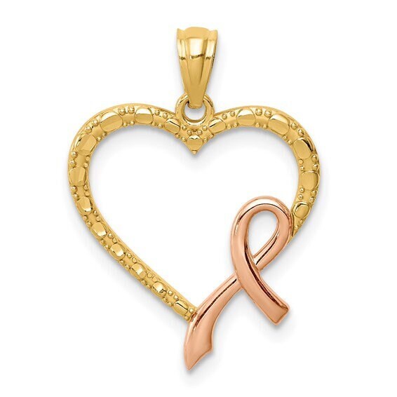 Rose Pink Ribbon with Heart Pendant