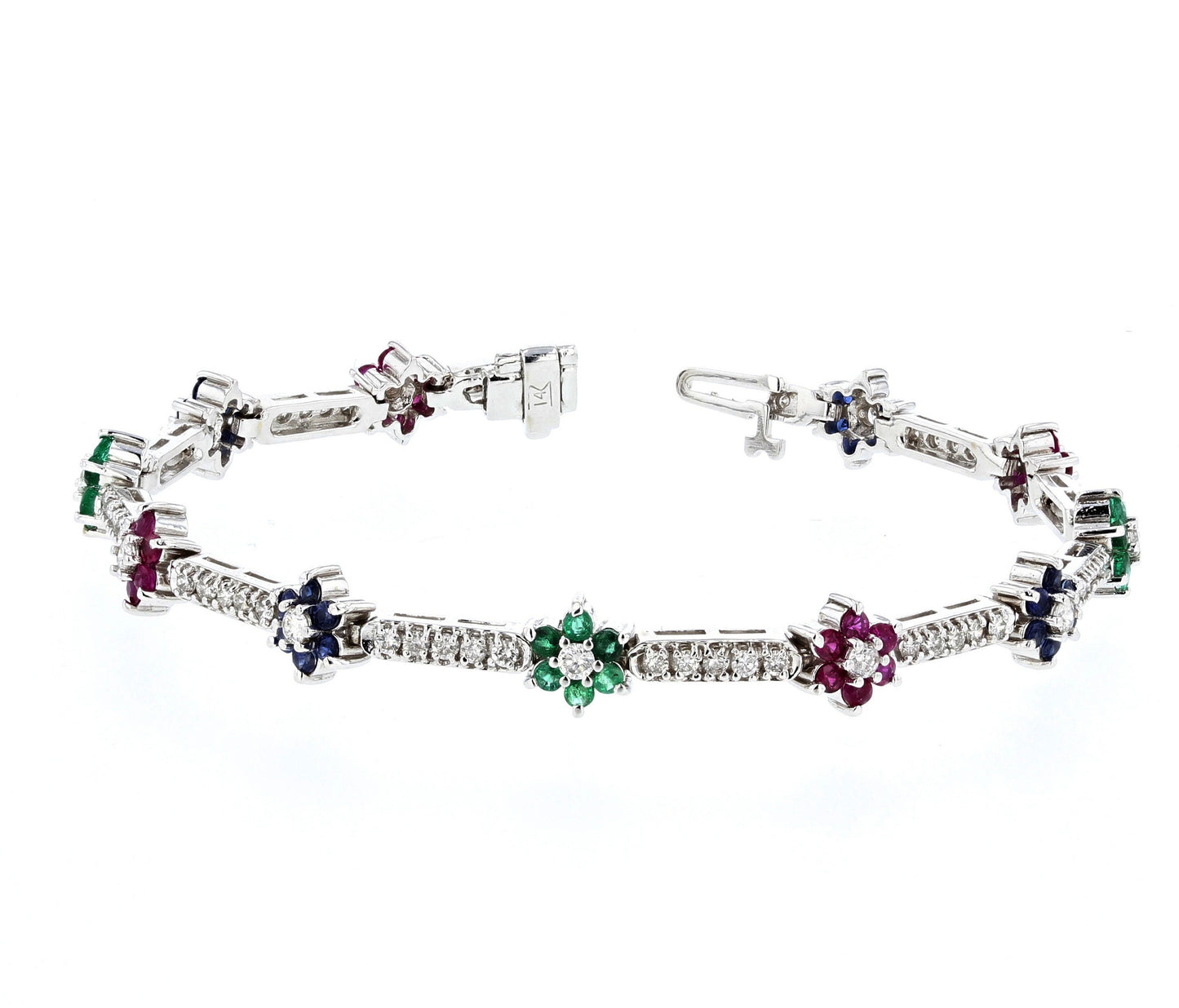  Color Stone White Gold Color Stone Flower bracelet